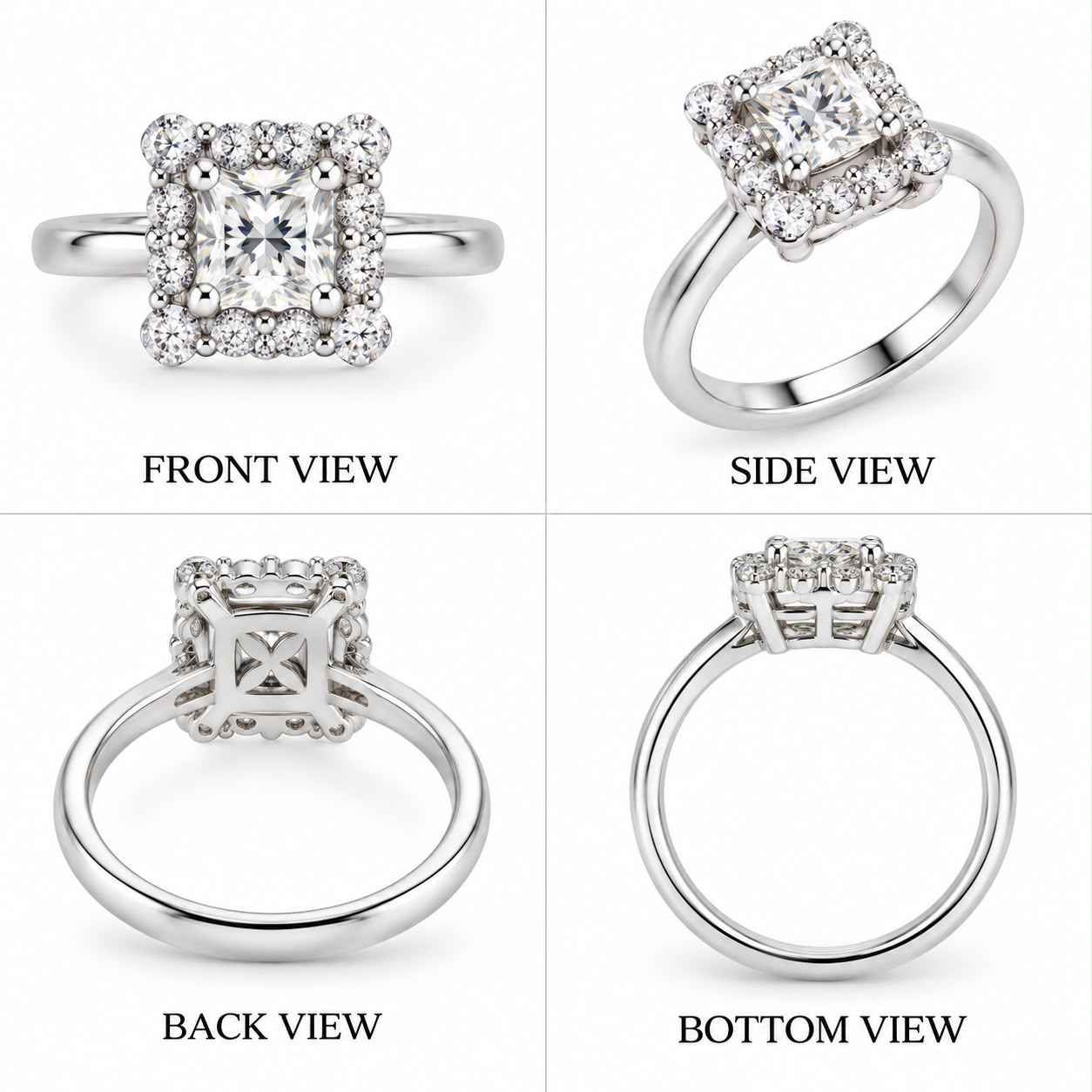 Princess Cut Dual-Halo Statement Solitaire