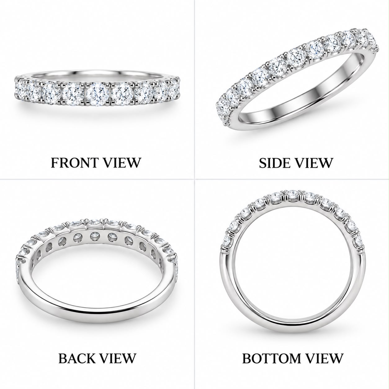 Lumina Shared-Prong Half Eternity Band