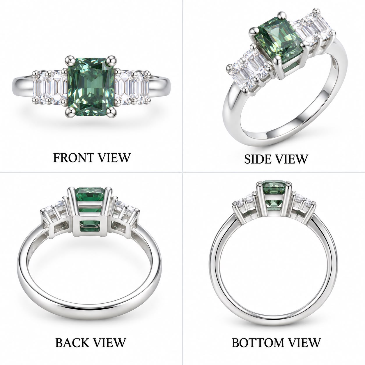 Emerald Cut Sapphire Halo Ring